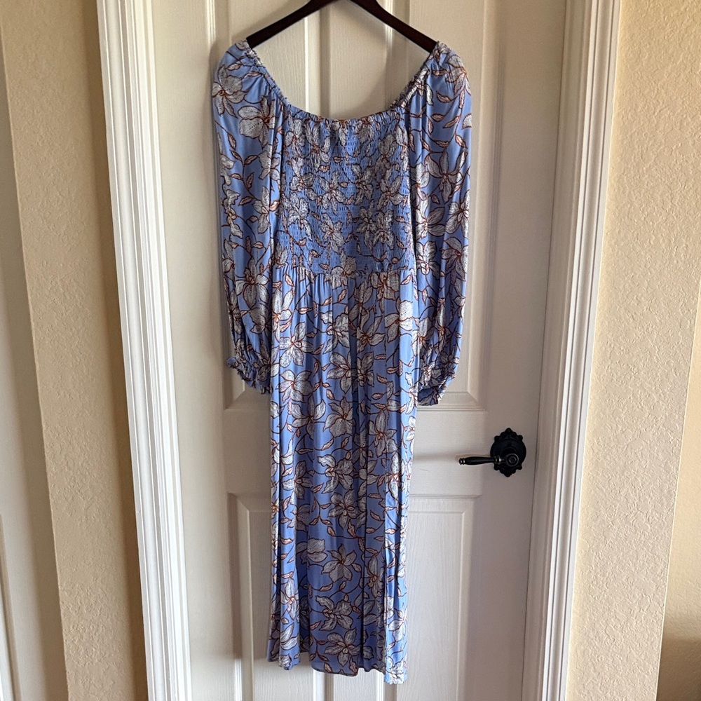 Light Blue Floral Off-Shoulder Maxi Dress Sz Large